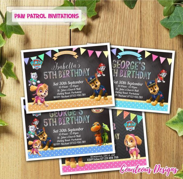 Paw Patrol children party invitations